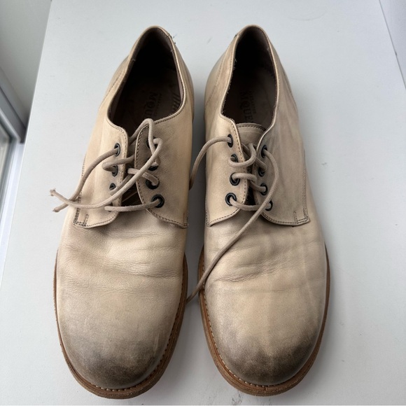 RARE! Alexander McQueen (42) Patinated Cream Leather Derby Lace Up Loafers main image 9
